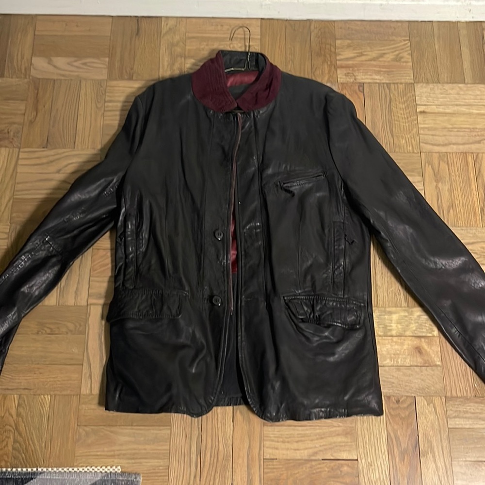 David Bitton leather military style jacket size medium vintage